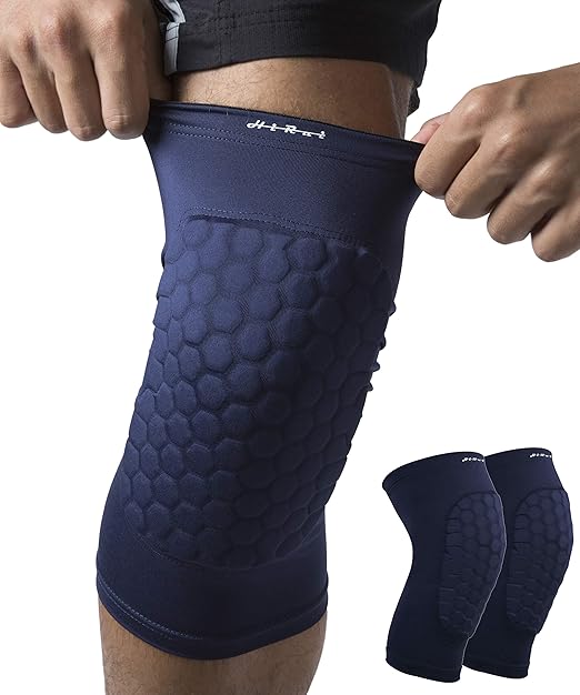 Knee Pads for Kids Youth Adult, Basketball Baseball Knee Brace Knee Support, Collision Avoidance Kneepad Compression Knee Sleeve for Volleyball Football Cycling Running-1Pair (Navy Blue, L)