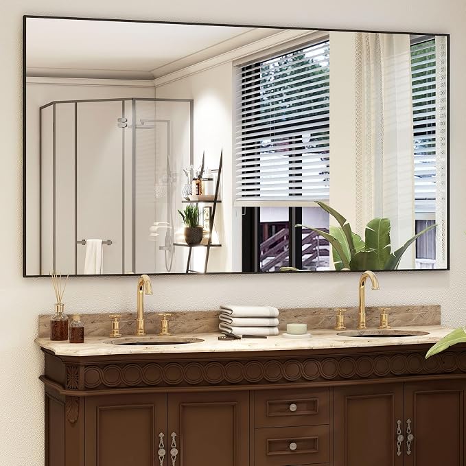 Easly 40"X86" Full Length Mirror with Stand, Black Large Floor Mirror | Rectangular Full Body Mirror for Bedroom, Living Room or Closet, Wall-Mounted or Freestanding, Aluminum Alloy Frame
