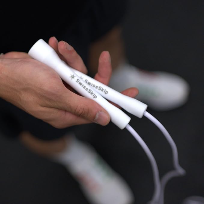 Swissskip Speed Jump Rope by Dayan Kolev, 5mm PVC Skipping Rope, Great for Beginners and Advanced Athlets, Designed for Fitness, Cardio, Boxing & CrossFit, Adjustable length with Unbreakable Handles