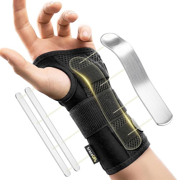 BraceUP Carpal Tunnel Wrist Brace - Metal Wrist Splint for Hand and Wrist Support, Tendonitis Arthritis Pain Relief