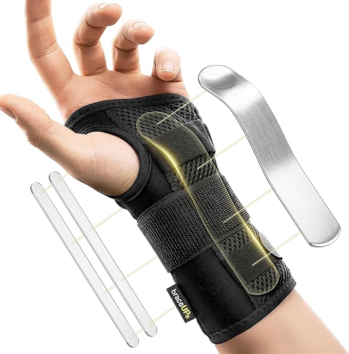 BraceUP Carpal Tunnel Wrist Brace - Metal Wrist Splint for Hand and Wrist Support, Tendonitis Arthritis Pain Relief