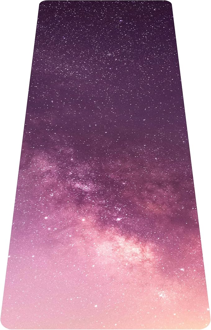 nuveti Printed Travel Yoga Mat 1/16 Inch Thick Non Slip Fitness Workout Mat | with Carrying Bag, Foldable Lightweight Suede & Natural Rubber Yoga Mat for Yoga Pilates and Fitness 72" L x 24" W x 1.5mm