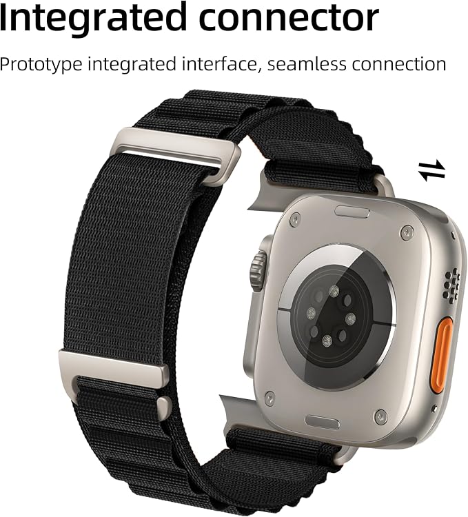 Alpine Nylon Sport Bands Compatible with Apple Watch Ultra Band 49mm 46mm 45mm 44mm 42mm Men Women, Stretch Loop Strap with D-Hook for iWatch Series 10 Ultra SE 9 8 7 6 5 4 3 2 1 (Black, 38mm/40mm/41mm/42mm(Series 10))