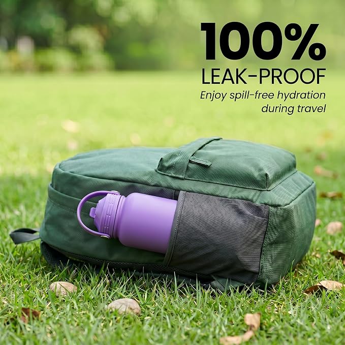 32 oz Insulated Metal Mens Water Bottle | Violet, Stainless Steel, 1 Liter, Leakproof, 2 Lids, Large Sports Water Bottle for Gym,Hiking