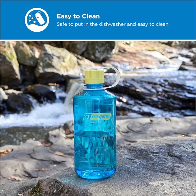 Nalgene 32 oz Narrow Mouth Water Bottle, Thrill & Motion, Blue Atoll w/Endive