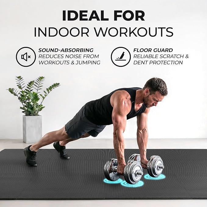 bemaxx Gym Mats Set - 48 pcs EVA Interlocking Foam Floor Tiles (24.4"x24.4"x0.4") 192 sqft Protective Gym Flooring Sports Home Workout Exercise Mats Puzzle Garage Fitness Play-Room Pool Treadmill Bike
