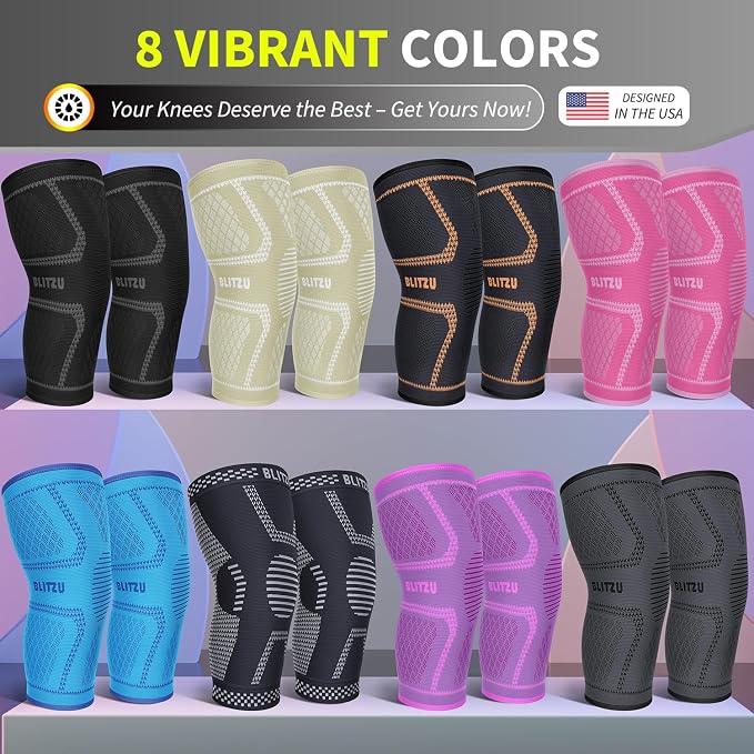 Knee Brace Men & Women, Knee Compression Sleeve Support Wrap Tendonitis L | 2 Pack, Joint & Patella Stabilization, Arthritis Pain Relief, Meniscus Tear, ACL Injury Recovery, Running, Sports, Workout