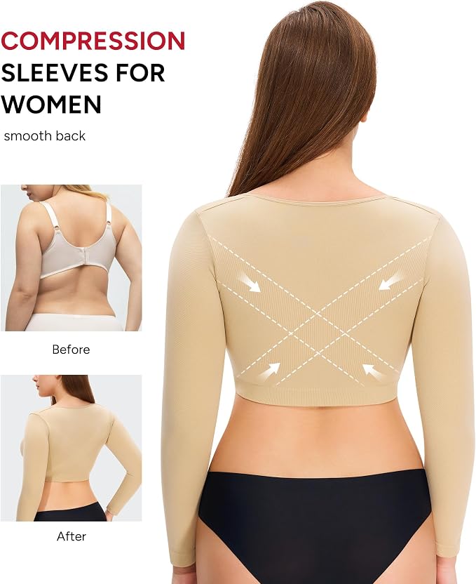 Nebility Arm Compression Sleeve Women Arm Shaper Post Surgery Post Surgery Front Closure Bra