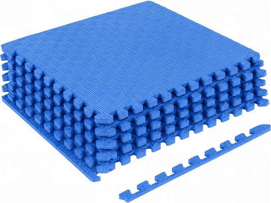 HulkFit Puzzle Exercise Mat, 1 Inch EVA Interlocking Foam Floor Tiles Workout Mat for Home Gym Equipment, MMA, Gymnastics, Shock-Absorbing Workout Mat for Garage Flooring and Apartments, 6 Tiles