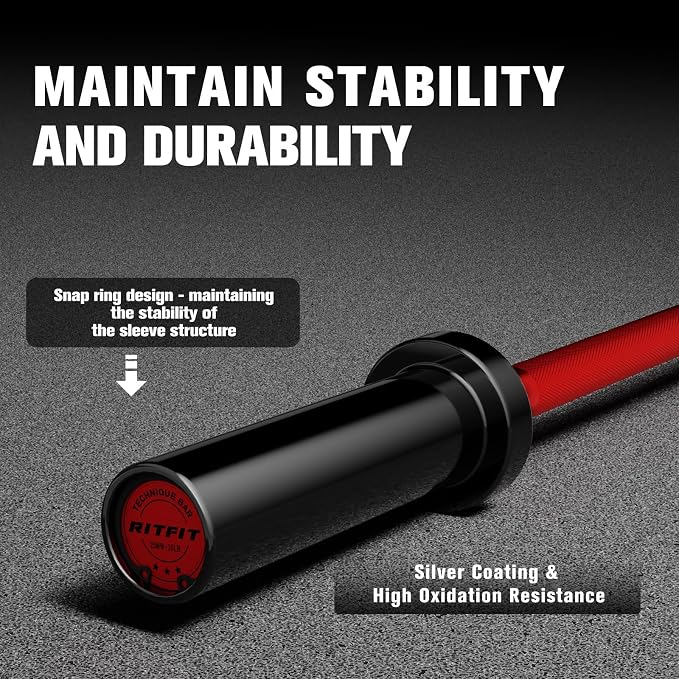 RitFit Barbell Weight Set - 4/6FT Olympic Barbell with Weight Plates (55-115LB Total) - Weightlifting Equipment for Squats, Curls, Deadlifts, Presses, Hip Thrusts
