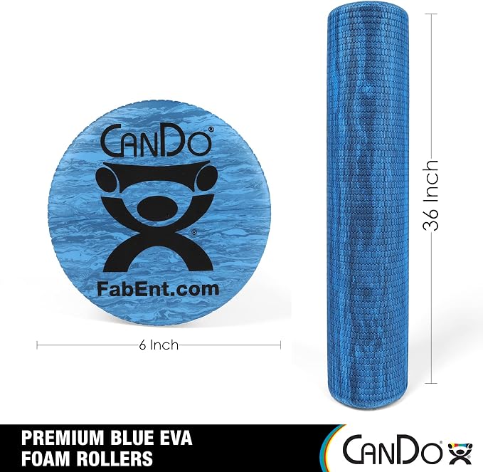 CanDo Blue Marble High Density EVA Foam Roller For Muscle Restoration, Massage Therapy, Sport Recovery, And Physical Therapy. 6" x 36", Round