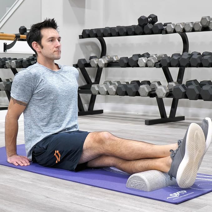 OPTP Silver AXIS Moderately Firm Foam Roller – Half-Round, Silver, 12" x 3" | Moderate density for sports medicine, physical therapy, Pilates, yoga - myofascial release on trigger points