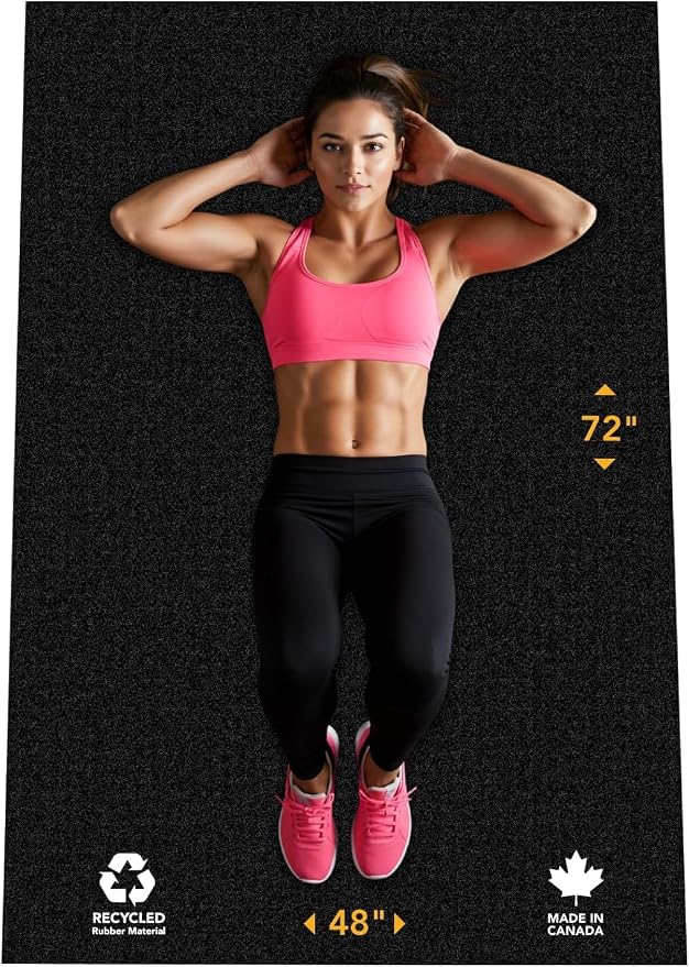 Rubber King Multi-Purpose Exercise Mat - 100% Recycled Thick Rubber Mat for Home Gym Flooring, Non-Slip, Low-Odor Durable Workout Mat for Indoor/Outdoor, Shoe-Friendly