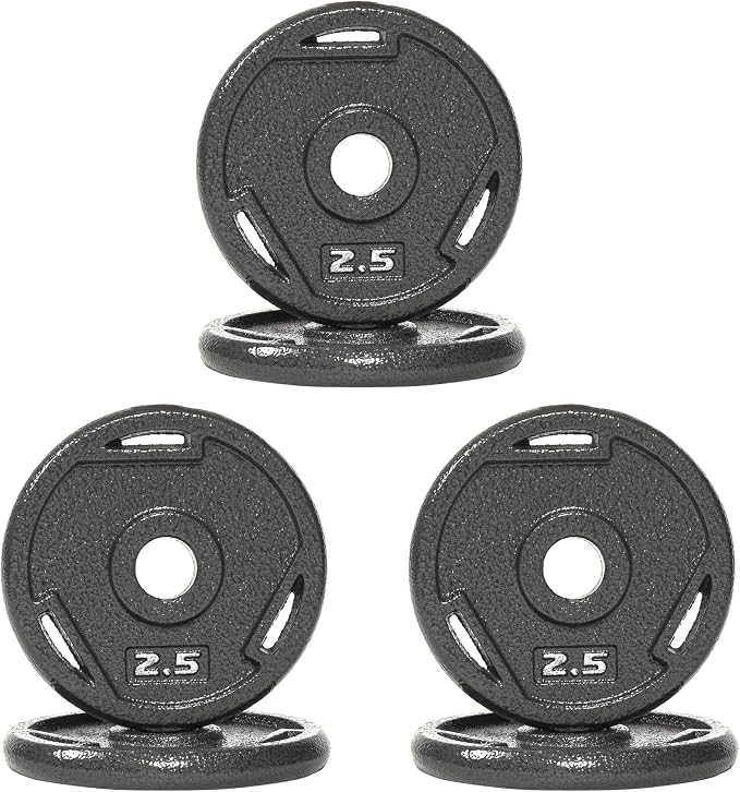 Elevon 2-Inch/1-Inch Cast Iron Weight Plate for Strength Training and Weightlifting, Olympic Grip Plate for Barbell