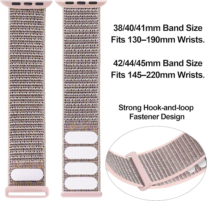 Sport Loop Band Compatible with Apple Watch Band 38mm 40mm 42mm 44mm iWatch Series 6 5 SE 4 3 2 1 Strap, Nylon Velcro Women Men Stretchy Elastic Braided Adjustable Wristband, 38mm 40mm Pink Sand | Braided Nylon Band for Apple Watch 38mm 40mm, Adjustabl...