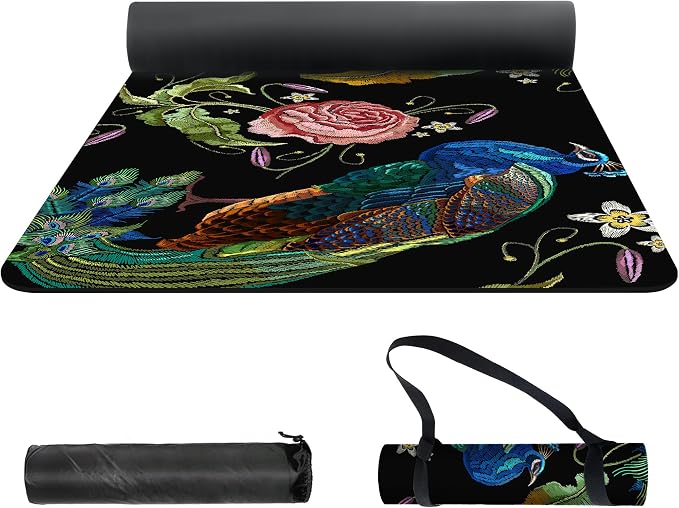nuveti Yoga Mat Print Extra Thick TPE Non Slip Fitness Exercise Mat with Carrying Bag,72"x24" Extra Thick 6MM Exercise & Workout Mat for Yoga, Pilates Fitness and Floor Exercises