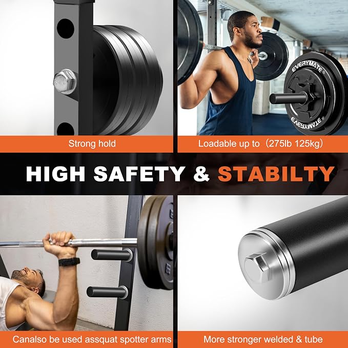 EVERYMATE Weight Plate Holder Power Rack Attachment 2 Inch Olympic Plate Storage Power Squat Rack Holder Weight Plates for 2x2 3x3 2x3 Power Cage Accessories Weight Plate Rack