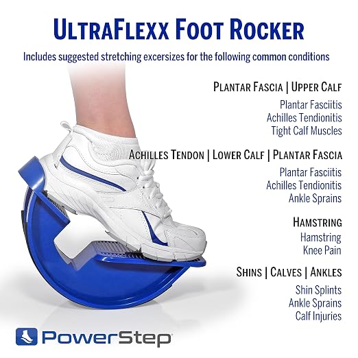 PowerStep UltraFlexx Foot Rocker, Foot and Calf Stretching, Pain Relief for Plantar Fasciitis, Achilles Tendonitis, Shin Splints, Increased Flexibility & Strength