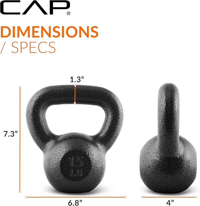 CAP Barbell Cast Iron Kettlebell - Singles and Sets, Multiple Weight Choices