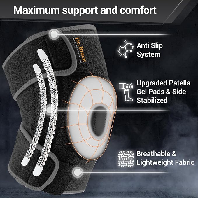 DR. BRACE ELITE Knee Brace with Side Stabilizers & Patella Gel Pads for Maximum Knee Pain Support and fast recovery for men and women-Please Check How To Size Video (Mercury, Small)