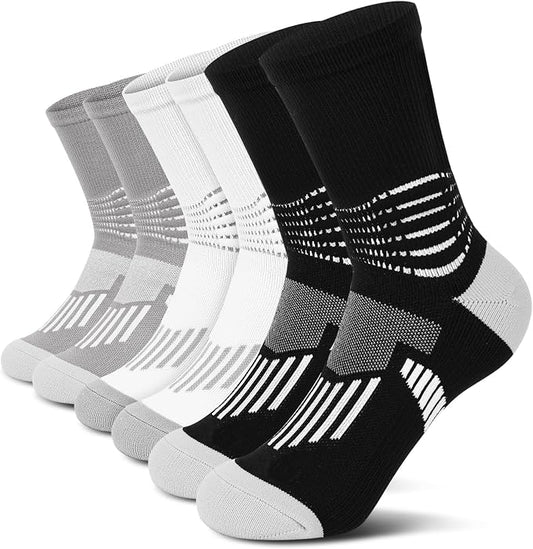 IRAMY Crew Compression Socks for Women Men with Ankle Arch Support Plantar Fasciitis Relief 3/6 Pairs