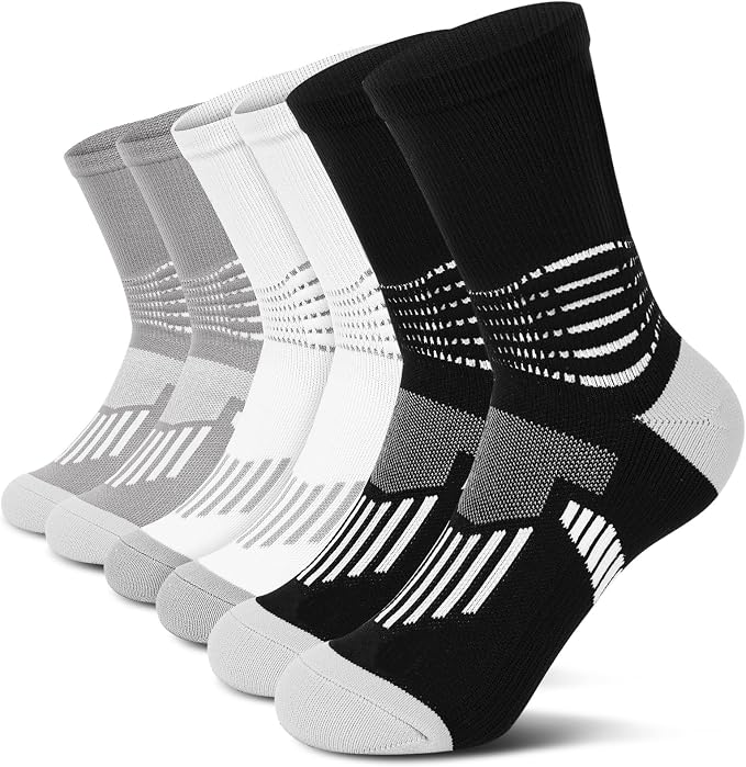 IRAMY Crew Compression Socks for Women Men with Ankle Arch Support Plantar Fasciitis Relief 3/6 Pairs
