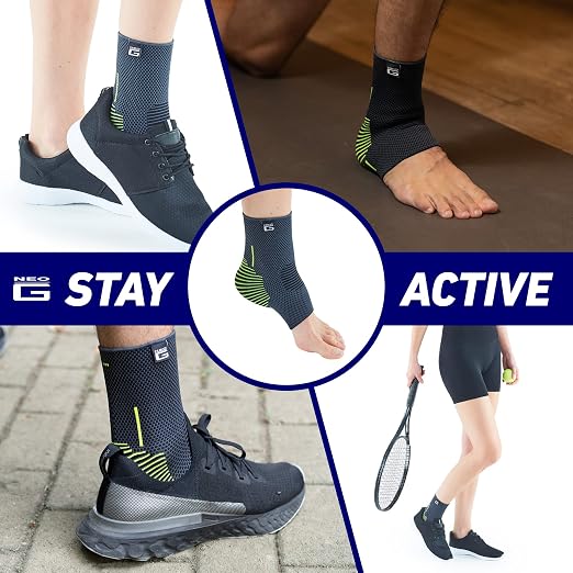 Neo-G Ankle Compression Sleeve Sports – Active – Ankle Compression Sleeve for Running - Lightweight, Elastic, Helps with Strains, Weak Ankles, Injury Recovery, Ankle Swelling Relief - S
