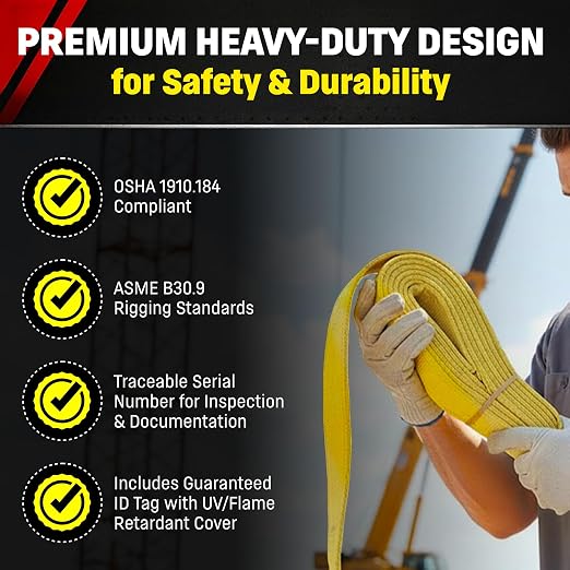 DD Sling (USA Made). Multiple Sizes in Listing! 2" x 30', 2 Ply Twisted Eye, Nylon Lifting Slings, Eye & Eye, 6,400 lbs Vertical, 5,100 Choker, 12,800 Basket Load (2inX30ft)