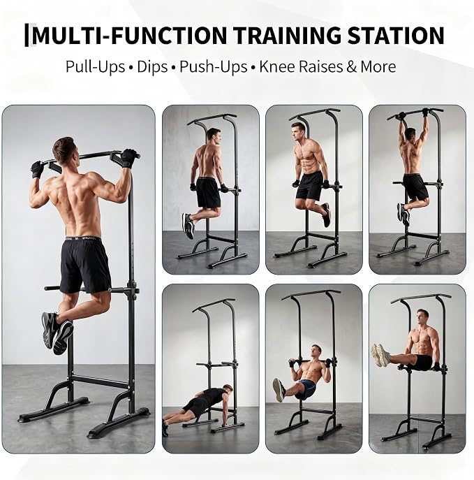 Pull Up Bar for Home Gym, Heavy Duty Dip Station with 330LBS Capacity, Multi-Function Pull Up & Dip Stand for Strength Training, Chin Ups Push Ups, 1.2mm Steel Tube