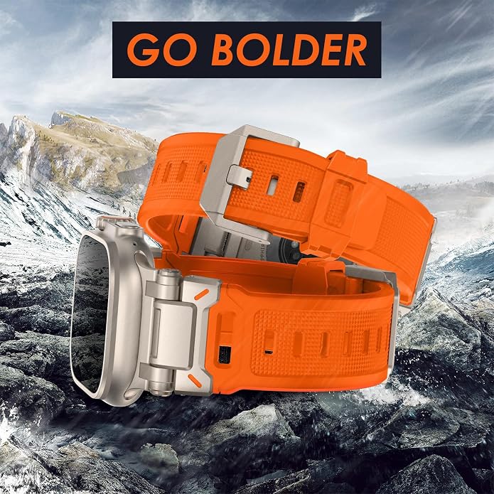 WINGLE FKM Rubber Bands for Apple Watch Band Ultra 3/2/1 Band Ultra 49mm Series 11 10 46mm 45mm 44mm 42mm SE 3/2/1 9 8 7 6 5 4 3 Men, Military Rugged Metal Connector Silicone Apple iWatch Sport Bands