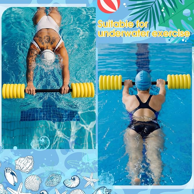 Soulchen Long Aquatic Exercise Dumbbells Pool Exercise Foam Water Weights Dumbbell Aquatic Pool Barbells with High Density EVA Foam for Swim Water Aerobics Workouts Loss