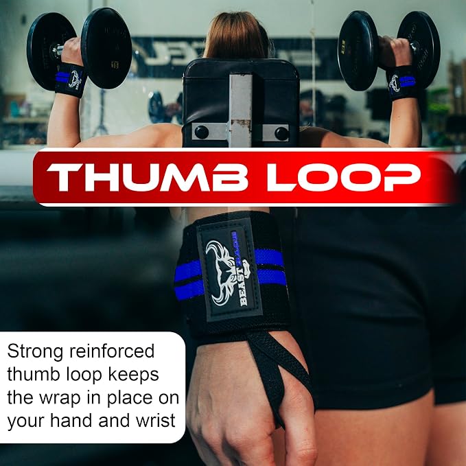 Wrist Wraps for Weightlifting - Adjustable Lifting Straps With Thumb Loop for Enhanced Gym Support, Powerlifting, Bodybuilding and Workout