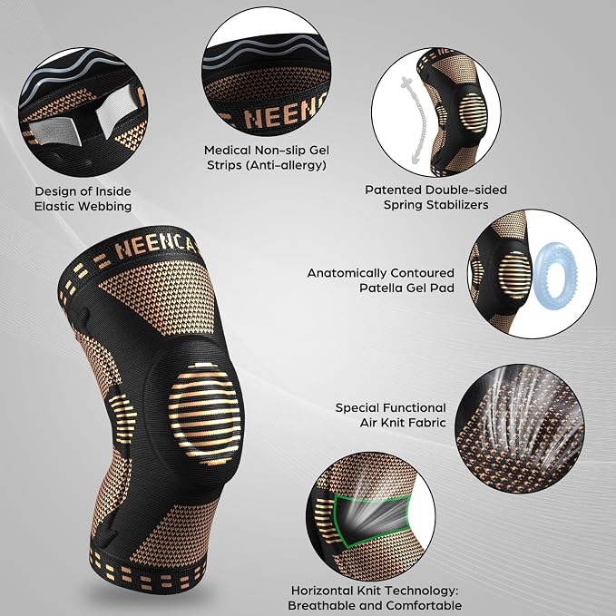 NEENCA Professional Knee Brace, Medical Knee Support for Women & Men Relief | Patented Patella Gel Pad & Side Stabilizers, Compression Sleeve for Knee Pain, Swelling, ACL, PCL, Arthritis, Sports, Workout