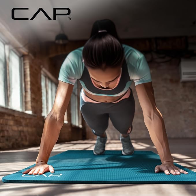 CAP Barbell 1/2-Inch High Density Exercise Yoga Mat with Strap | Multiple Options