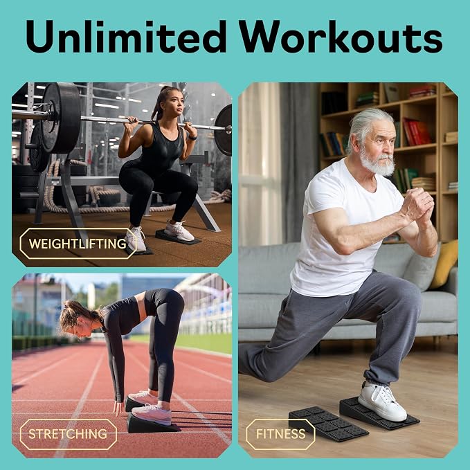 Squat Wedge Block Set of 3/5 - 960 LBS Capacity - Slant Board for Calf Stretching with 5 Stackable Angles - Calf Stretcher Slant Board - Workout Equipment - EPP Material for Exercise Equipment & Physical Therapy