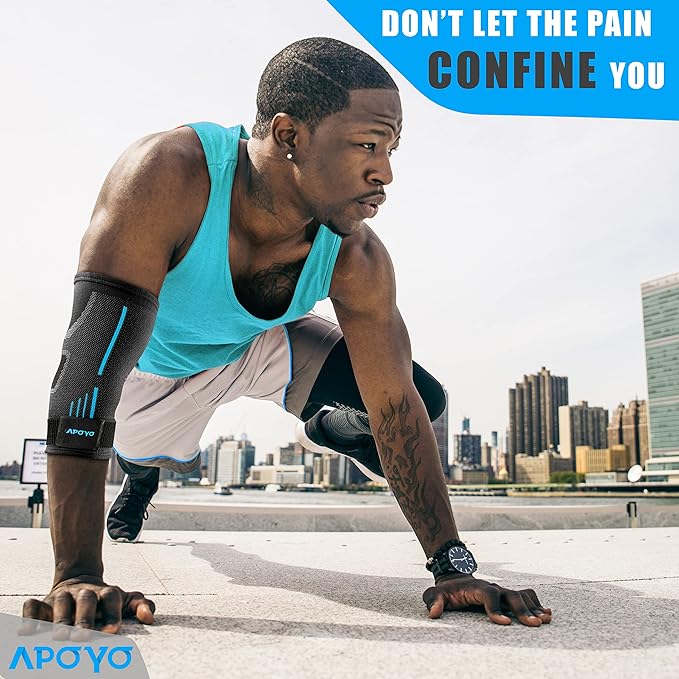APOYO Tennis Elbow Brace for Women & Men, Workout and Everyday Use (Large) | Elbow Compression Sleeve for Arthritis, Tendonitis, Tennis Elbow & Golfers Elbow, Reduce Joint Pain During Fitness Activity