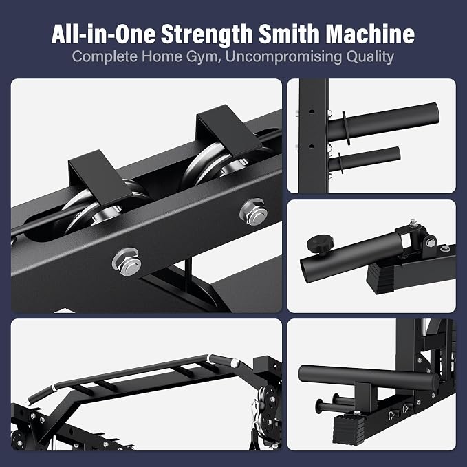 Major Fitness Drone2 Advanced Training Smith Machines– All-in-One Home Gym Squat Rack with Aluminum Pulley Set , Weight Bar, Dual LAT Pull-Down Systems & Cable Crossover Machine for Full-Body Workouts