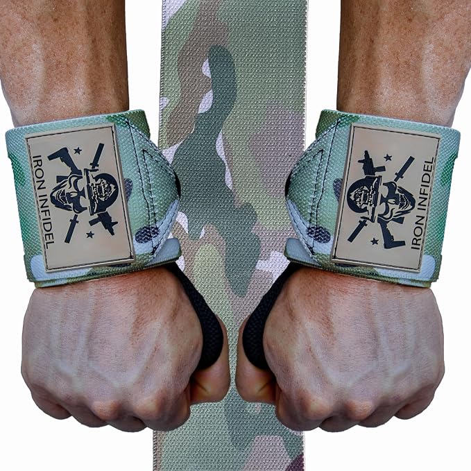 Iron Infidel Wrist Wraps for Weightlifting - 18" Heavy Duty Support for Working Out, Gym Accessories for Men - Use for Lifting, Crossfit, Fitness, Exercise, Bench Press, Powerlifting