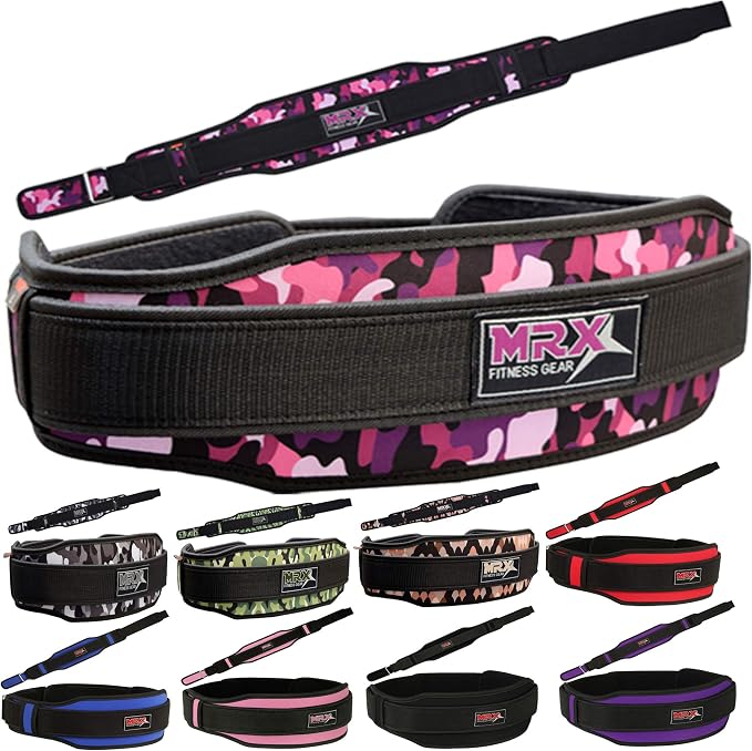 MRX Weight Lifting Belt with Double Back Support Gym Training 5" Wide Belts 11 Colors