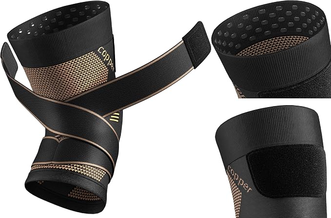 NEENCA Copper Knee Brace with Straps for Women/Men, Knee Compression Sleeve for Knee Pain, Arthritis, ACL, PCL, Meniscus Tear, Joint Pain Relief. Knee Support for Running, Workout, Weightlifting- Pair