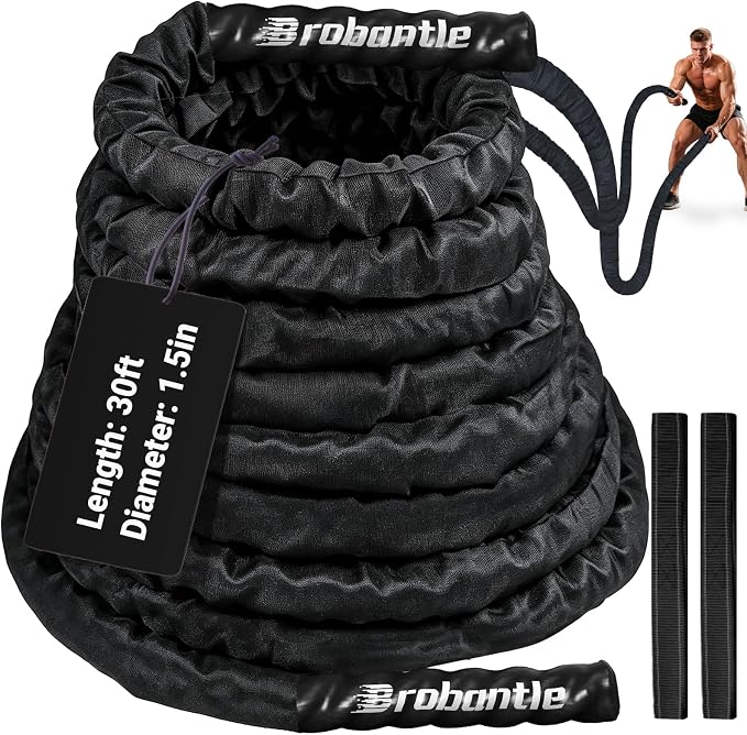 Battle Rope for Home Gym Workout,1.5 Inch 30ft Weighted Exercise Ropes for Working Out,Heavy Fitness Training Rope