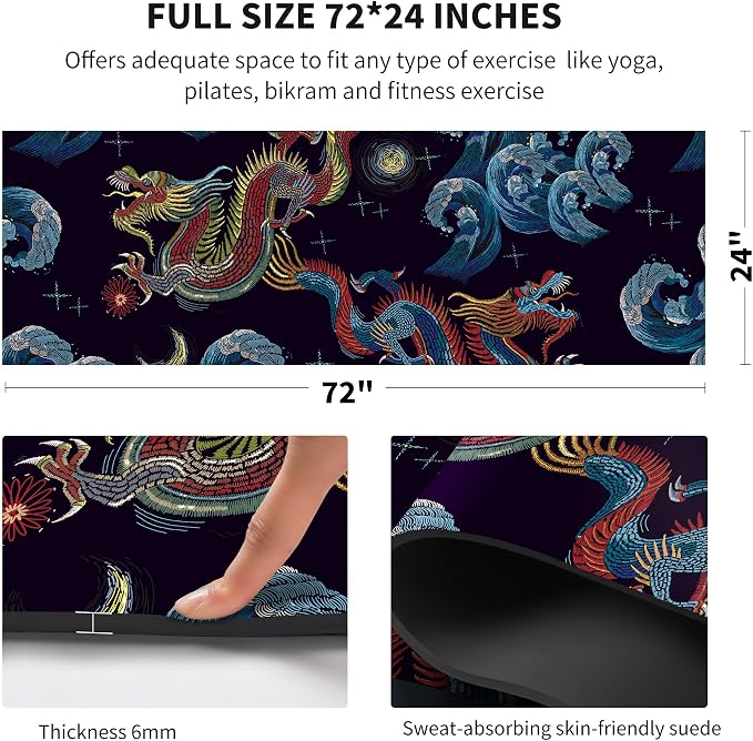 nuveti Yoga Mat Print Extra Thick TPE Non Slip Fitness Exercise Mat with Carrying Bag,72"x24" Extra Thick 6MM Exercise & Workout Mat for Yoga, Pilates Fitness and Floor Exercises
