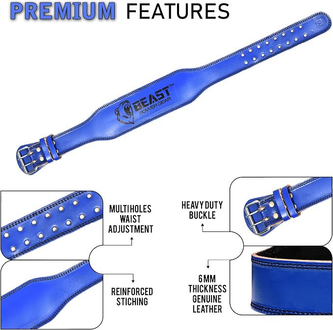 Weight Lifting Belt - 4” Genuine Leather Belts Padded Lower Back Support for Gym Bodybuilding Squat Deadlift Weightlifting Cross Strength Training Men Women Free Wrist Wrap