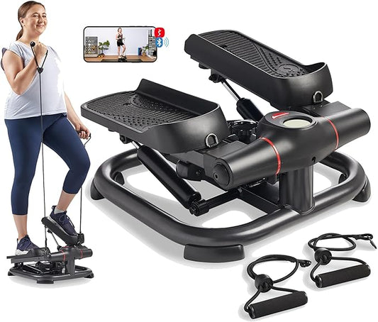 Sunny Health & Fitness Smart Power Stepper with Resistance Bands for Cardio