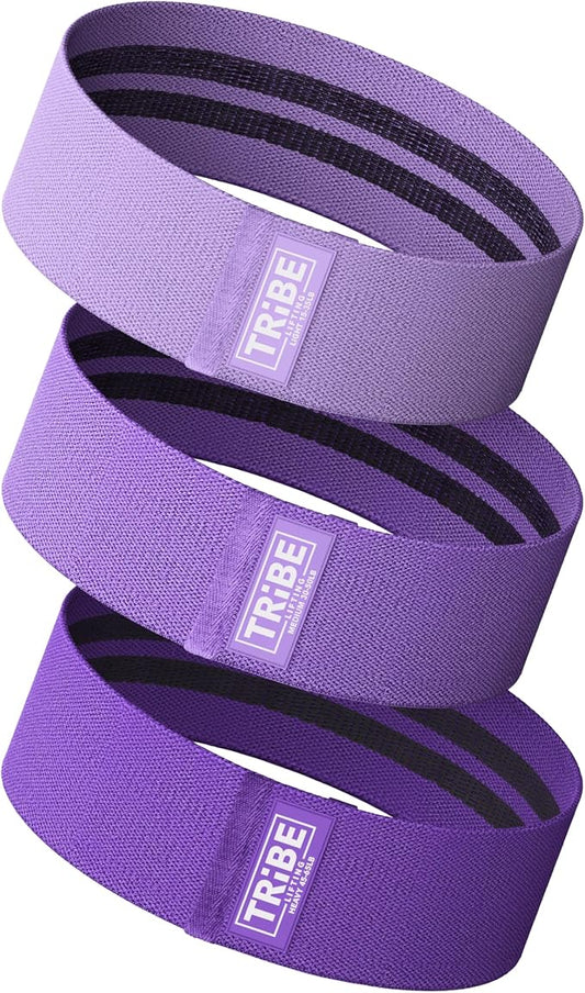Fabric Resistance Bands for Working Out, 3-Pack for Legs and Glutes | Booty bands for women and men, non-slip grip, 3 resistance levels, for squats, lunges, hip thigh training, glute activation
