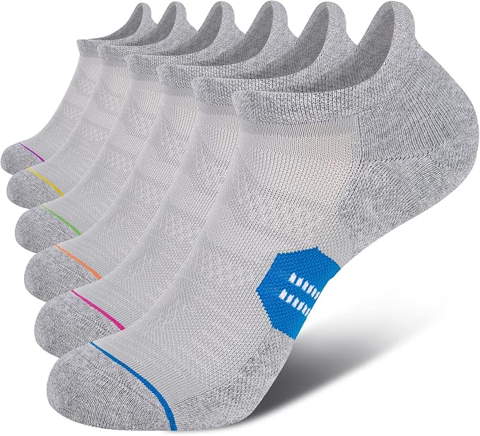 CS CELERSPORT 6 Pack Women's Ankle Running Socks Cushioned Low Cut Tab Athletic Socks