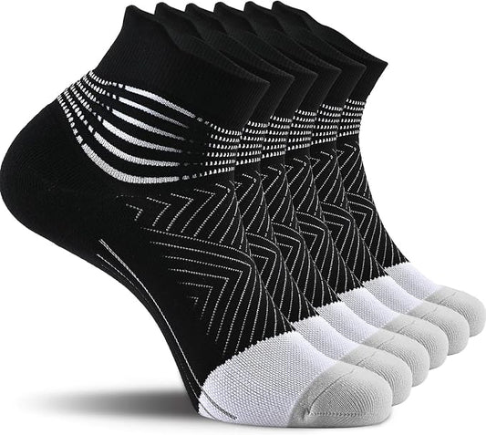 IRAMY Compression Ankle Support Socks Women - Wicking, Cushioned Athletic, Plantar Fasciitis Relief 2/3/6 Pairs
