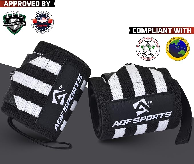 AQF Wrist Wraps for Weightlifting & Powerlifting, 18" USPA Approved (Pair)