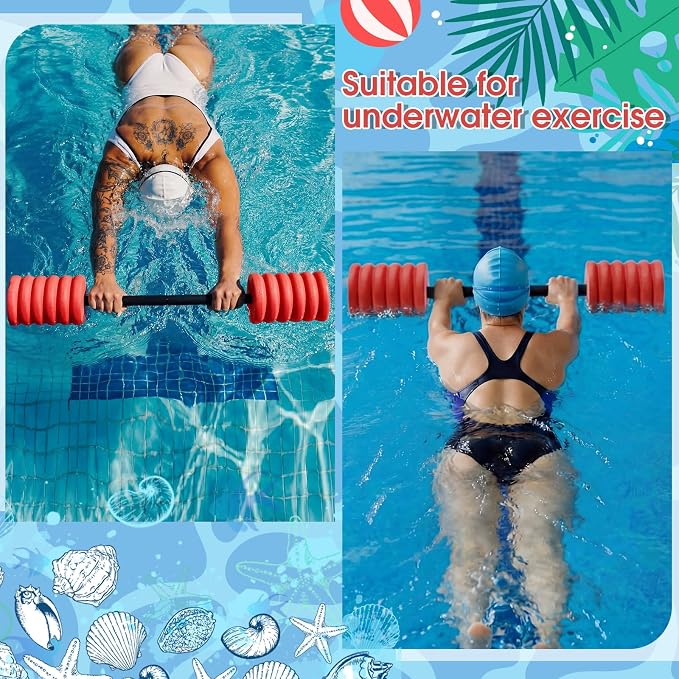 Soulchen Long Aquatic Exercise Dumbbells Pool Exercise Foam Water Weights Dumbbell Aquatic Pool Barbells with High Density EVA Foam for Swim Water Aerobics Workouts Loss