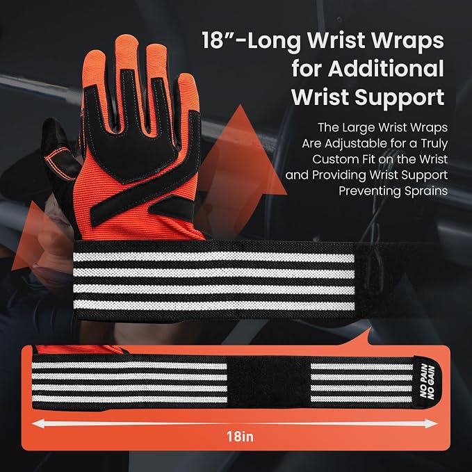 FINGER TEN Weightlifting Workout Gloves Men | Full Half Finger, Wrist Strap Support, Padded Grip, Weight Lifting Gym Fitness